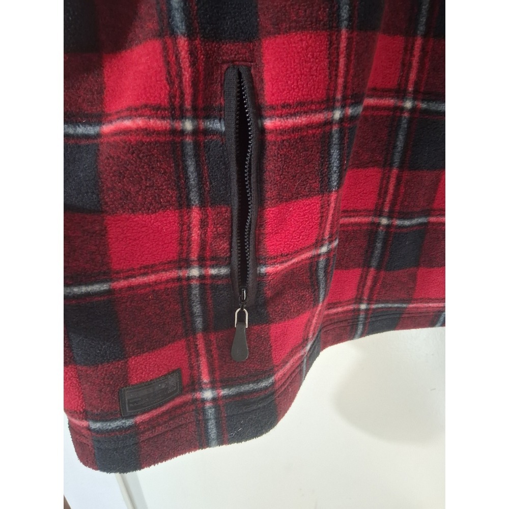 Lauren Ralph Lauren M Red Black Plaid Fleece Quarter Zip Pullover - Picture 5 of 6